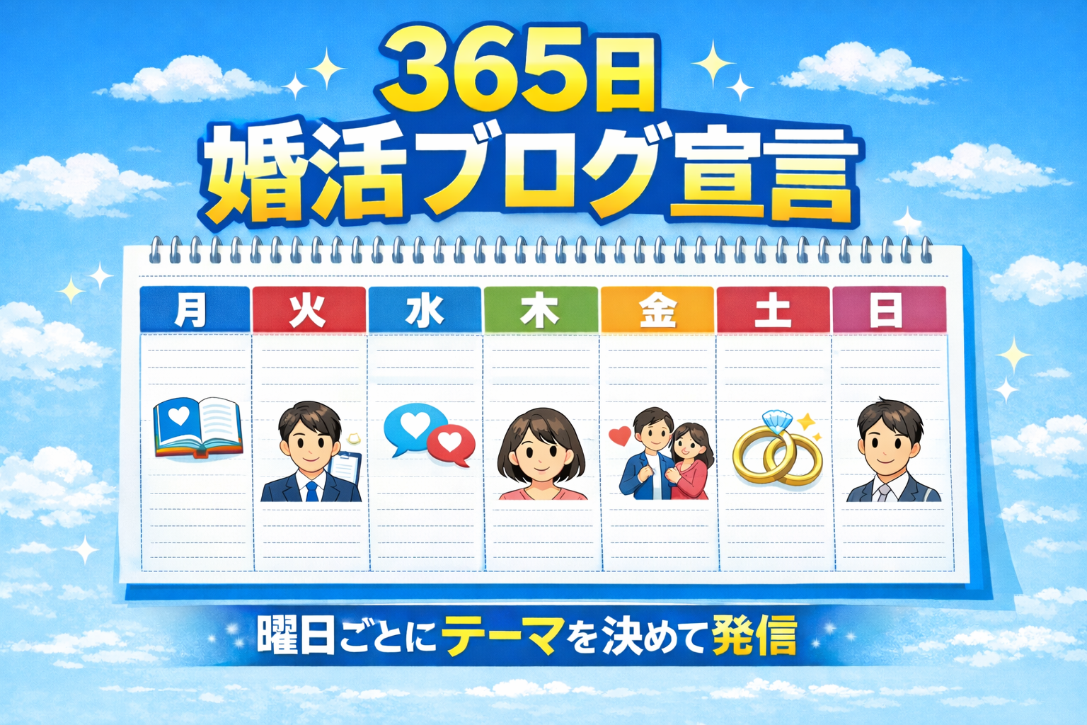 投稿についてもっと詳しく 365日婚活ブログ宣言 〜曜日ごとにテーマを決めて発信します〜